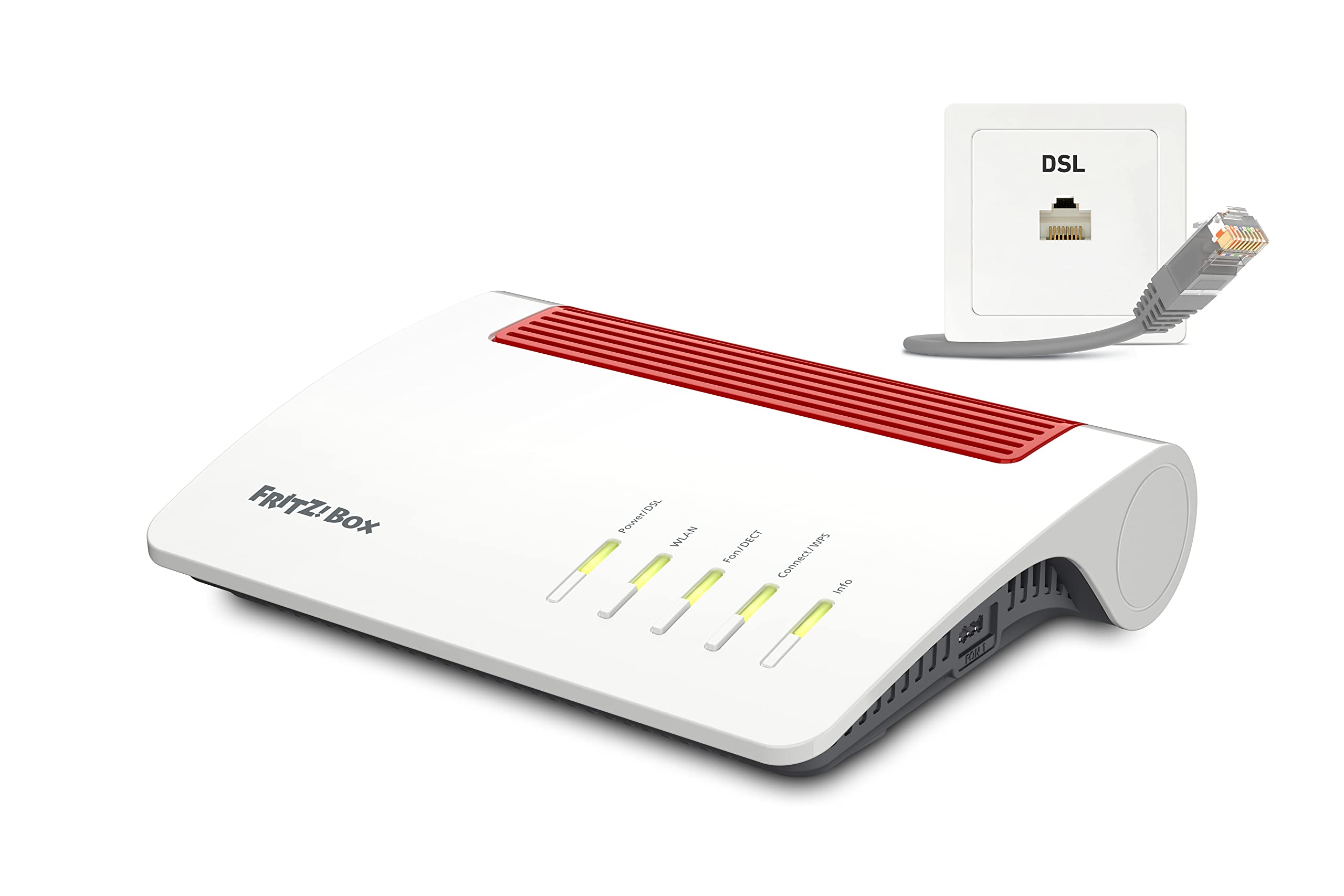 AVM FRITZ!Box 7590 AX (Wi-Fi 6, 2.400 + 1.200 Mbit/s, VDSL 300, Mesh, DECT, DE-Version) (Generalüberholt), Weiß